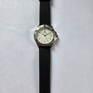 Calibre White Dial Watch with Black Silicone Strap. Swiss Quartz Watch.